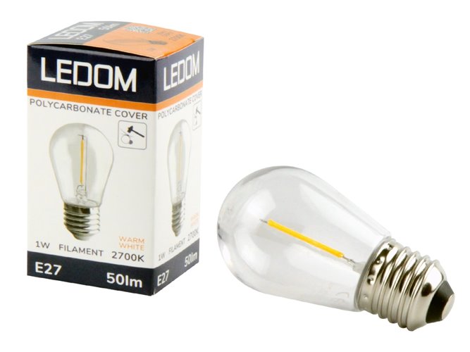 Żarówka LED E27 Ledom Filament ST45 1W 50lm 2700K