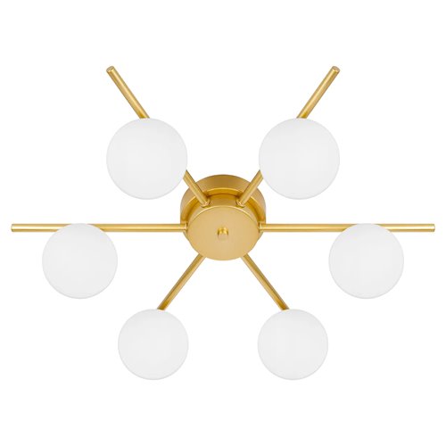 Złota lampa sufitowa mleczne kule 6xG9 58cm