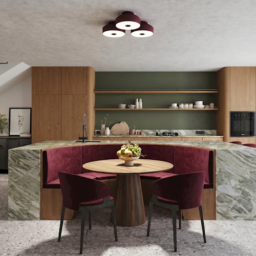 Lampa sufitowa okrągła Omiq 4xE27 burgundowa