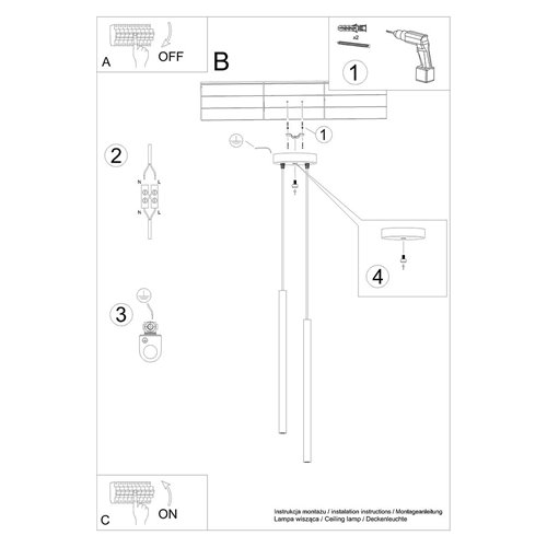 Lampa wisząca cienkie tuby PASTELO 2xG9 biała