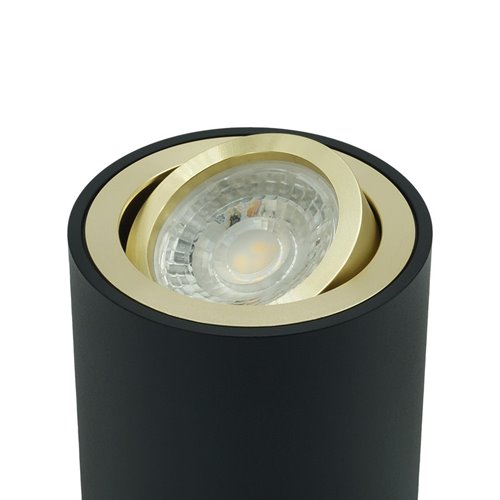 Tuba sufitowa GU10 okrągła 80x84mm czarna - złoty Ring
