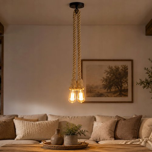 Lampa wisząca sznur 2xE27 120cm czarna podsufitka