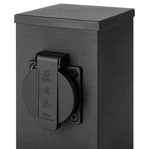 Słupek ogrodowy elektryczny z gniazdem 230V 20cm czarny