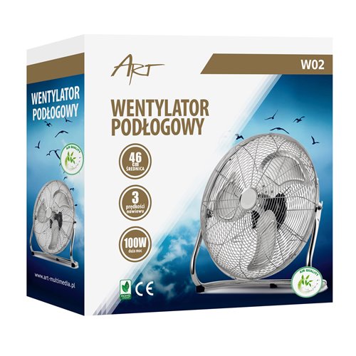 Wentylator podłogowy Wiatrak 100W 46cm chrom