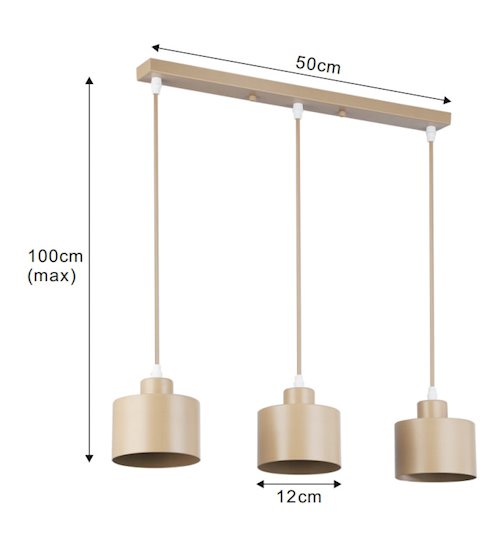 Lampa wisząca Loft 3xE27 Elena listwa 50cm beżowa