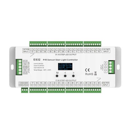 Sterownik schodowy LED ES32 32-kanały Mono + podświetlenie cyfrowe