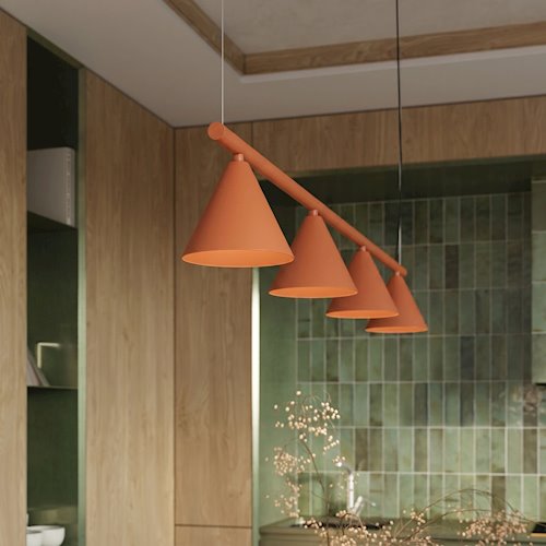 Lampa wisząca Nox 4-punktowa 4xE14 ochra czerwona