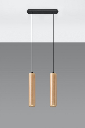 Lampa wisząca tuby LINO 2xGU10 naturalne drewno
