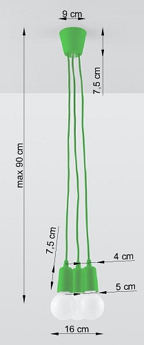 Lampa wisząca na kablu 3xE27 DIEGO zielona