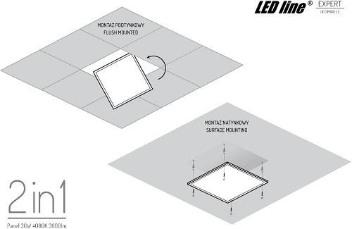 Panel LED 60x60 2in1 30W 4000K 3600lm LED line