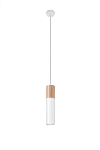 Lampa wisząca PABLO naturalne drewno 1xGU10 biała