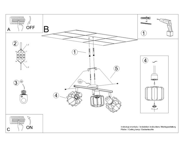 Lampa sufitowa listwa BELUCI 3xE14 biała