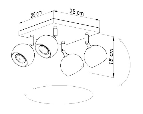 Lampa sufitowa kwadrat OCULARE 4xGU10 Czarna