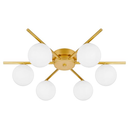 Złota lampa sufitowa mleczne kule 6xG9 58cm