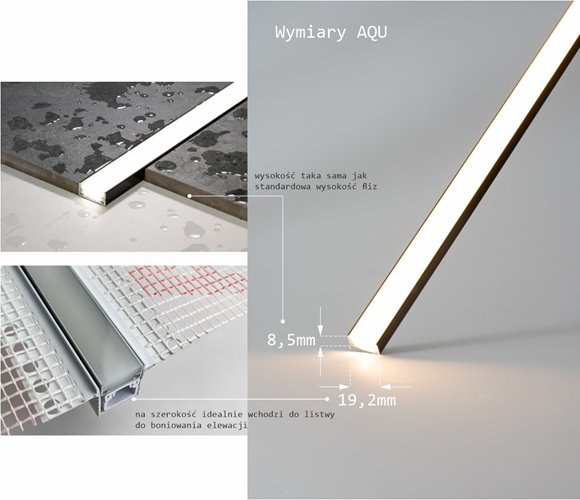 Oprawa liniowa LED IP68 AQU czarna 4500K 1,5m