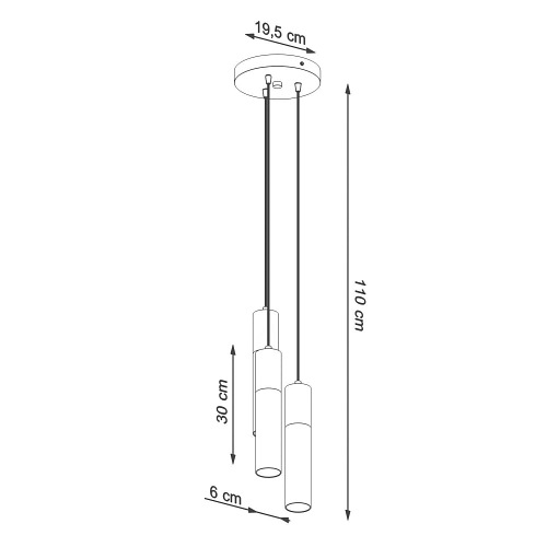 Lampa wisząca Tuby BORGIO 3P czarna 3xGU10