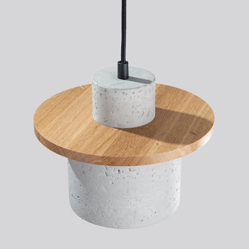 Lampa wisząca betonowa Mab 1xE27 szara/naturalne drewno