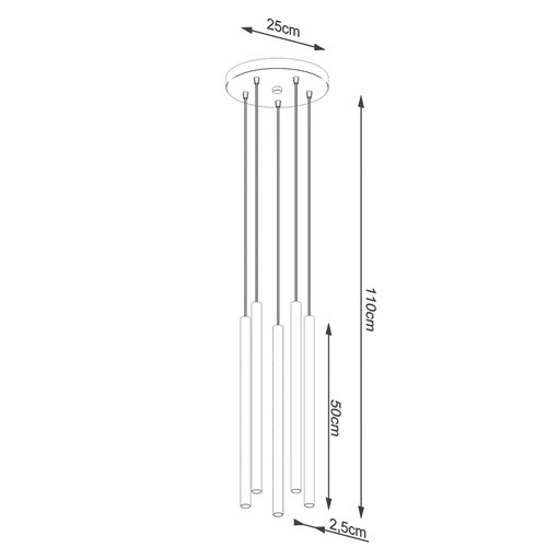 Lampa wisząca tuby PASTELO 5xG9 złota - okrągła podsufitka