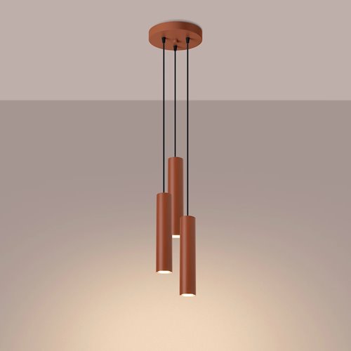 Lampa wisząca potrójna Lagos 3xGU10 okrągła ochra czerwona