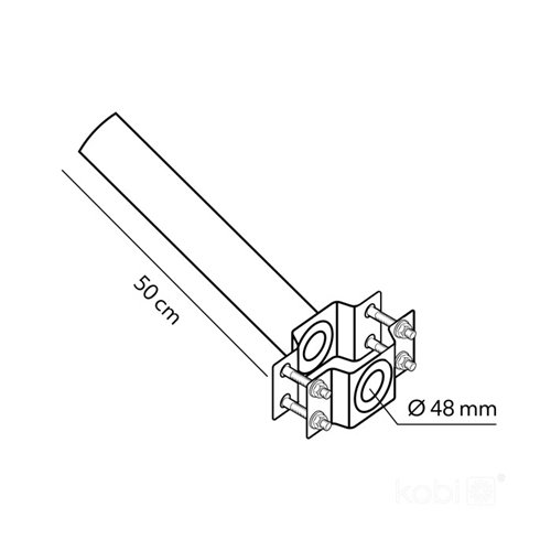 Uchwyt 50 cm do lamp i słupów oświetleniowych FI48mm czarny
