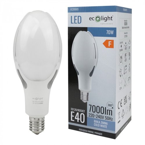 Żarówka uliczna LED E40 70W 7000lm 6000K