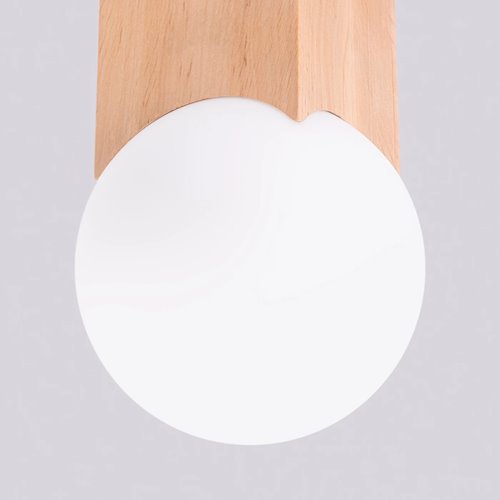 Lampa sufitowa Solis z mleczną kulą 1xG9 naturalne drewno
