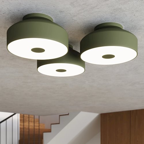 Lampa sufitowa okrągła Omiq 4xE27 zielona oliwkowa