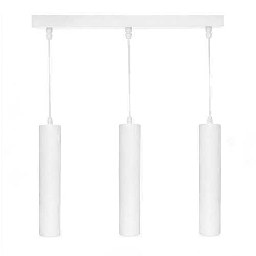 Lampa wisząca 3xGU10 ryflowane tuby - biała