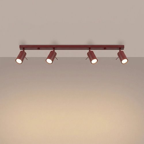 Kinkiet listwa z reflektorami Ring 4xGU10 burgundowy
