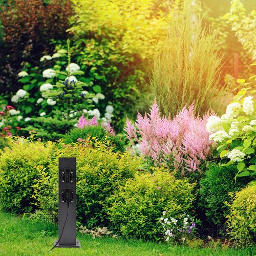 Słupek ogrodowy elektryczny 4x gniazdo 40cm czarny