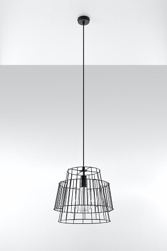 Lampa wisząca druciana GATE 1xE27 Loft czarna