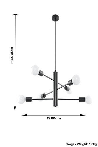 Żyrandol industrialny DUOMO 6xE27
