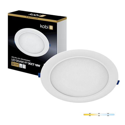Panel LED podtynkowy okrągły 18W 1800lm Premium 3CCT