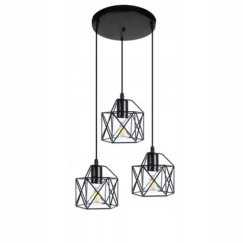 Lampa wisząca Zaffiro Loft Brylant 3xE27 okrągła Czarna