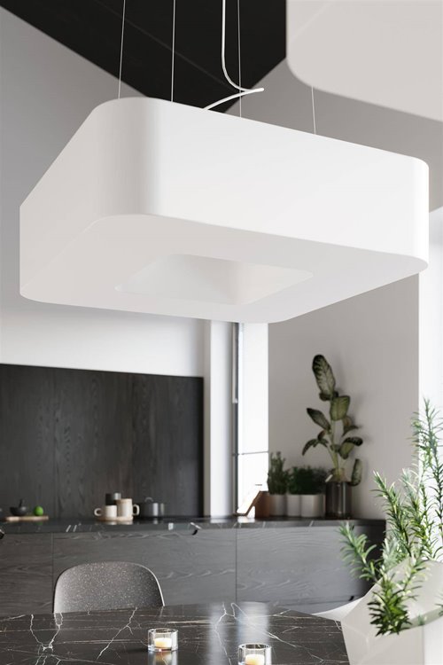 Lampa wisząca kwadratowa URANO 80 cm biała 8xE27