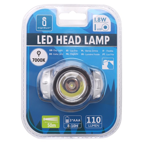 Lampa czołowa LED L02 srebrna 1,8W 110lm 6500K