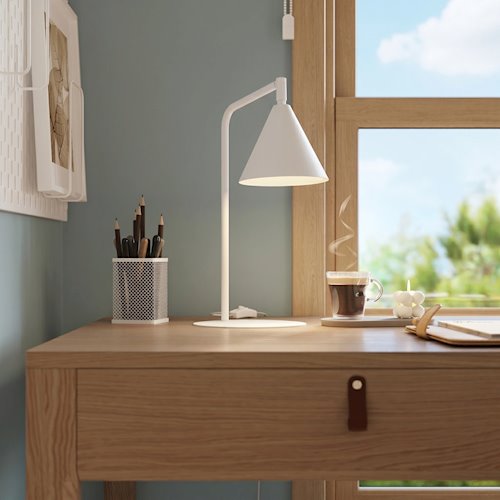 Lampa biurkowa ze stożkowym kloszem Nox 1xE14 biała