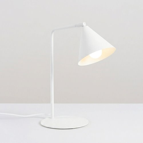 Lampa biurkowa ze stożkowym kloszem Nox 1xE14 biała