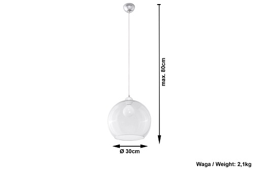 Lampa wisząca transparentna kula BALL 1xE27