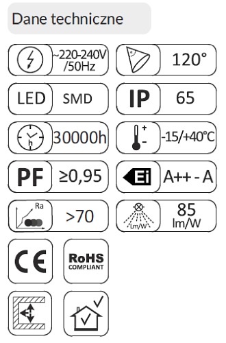 Halogen / naświetlacz LED 10W 850lm SMD IP65 szary - biała dzienna