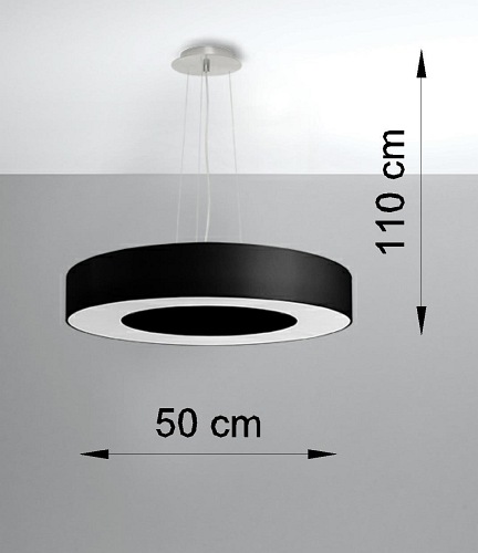 Lampa wisząca okrągła SATURNO SLIM 50 cm czarna 5xE27