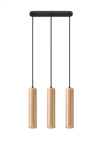 Lampa wisząca tuby LINO 3xGU10 naturalne drewno