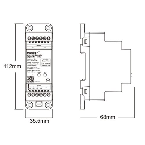 Mi-Light TZ2 sterownik LED Zigbee 2w1 na szynę DIN