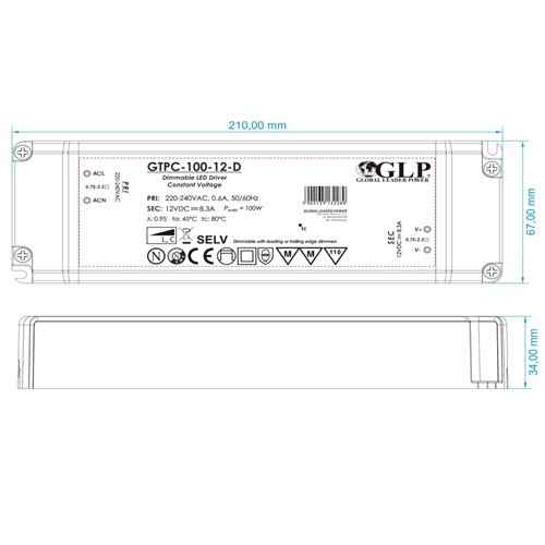 Zasilacz LED ściemnialny 24V 100W SLIM GTPC