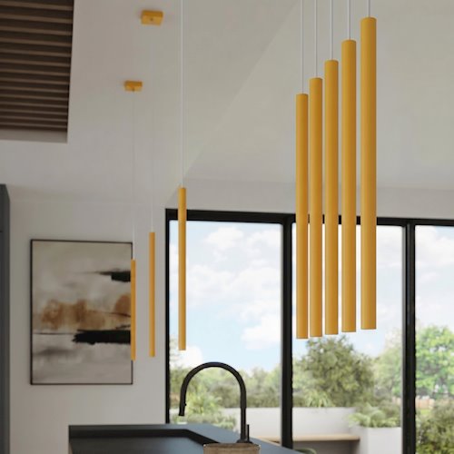Lampa wisząca pojedyncza tuba Pastelo 1xG9 żółta