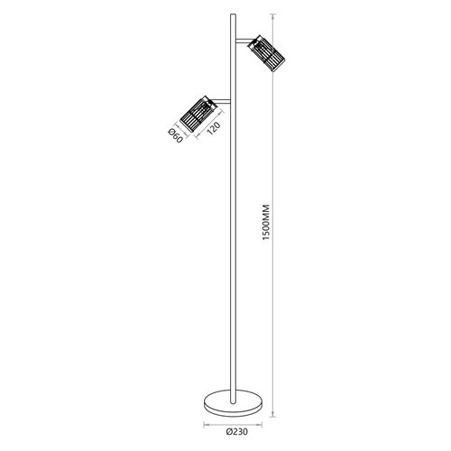 Lampa podłogowa Vertical 150cm 2xGU10 czarna