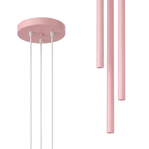 Lampa wisząca potrójna tuba Pastelo 3P 3xG9 okrągła różowa