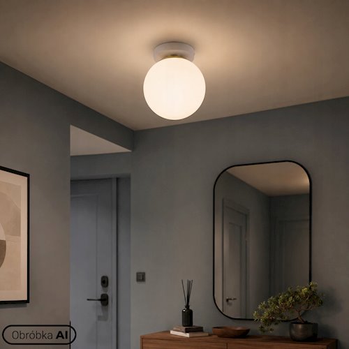 Lampa sufitowa mleczna kula Bali 15cm 1xE27 biała