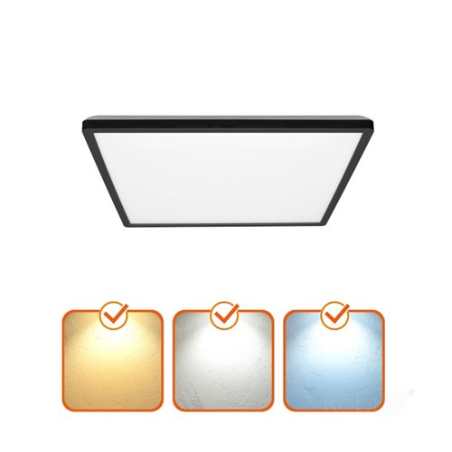 Plafon LED IP54 czarny kwadratowy Slim 12W CCT z czujnikiem