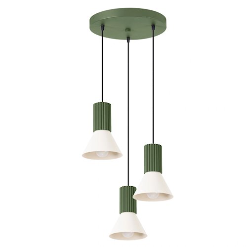 Lampa wisząca potrójna Estria 3xE14 beżowa/zielona oliwka